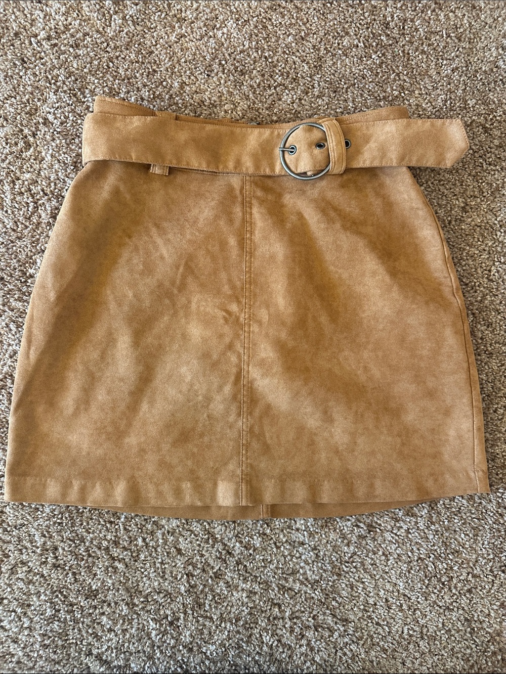 Hollister Camel Faux Suede Mini Skirt with Belt